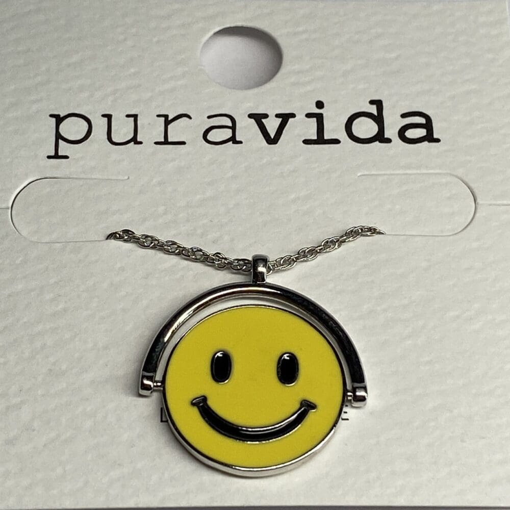 Pura Vida Happy Face Spinner Necklace