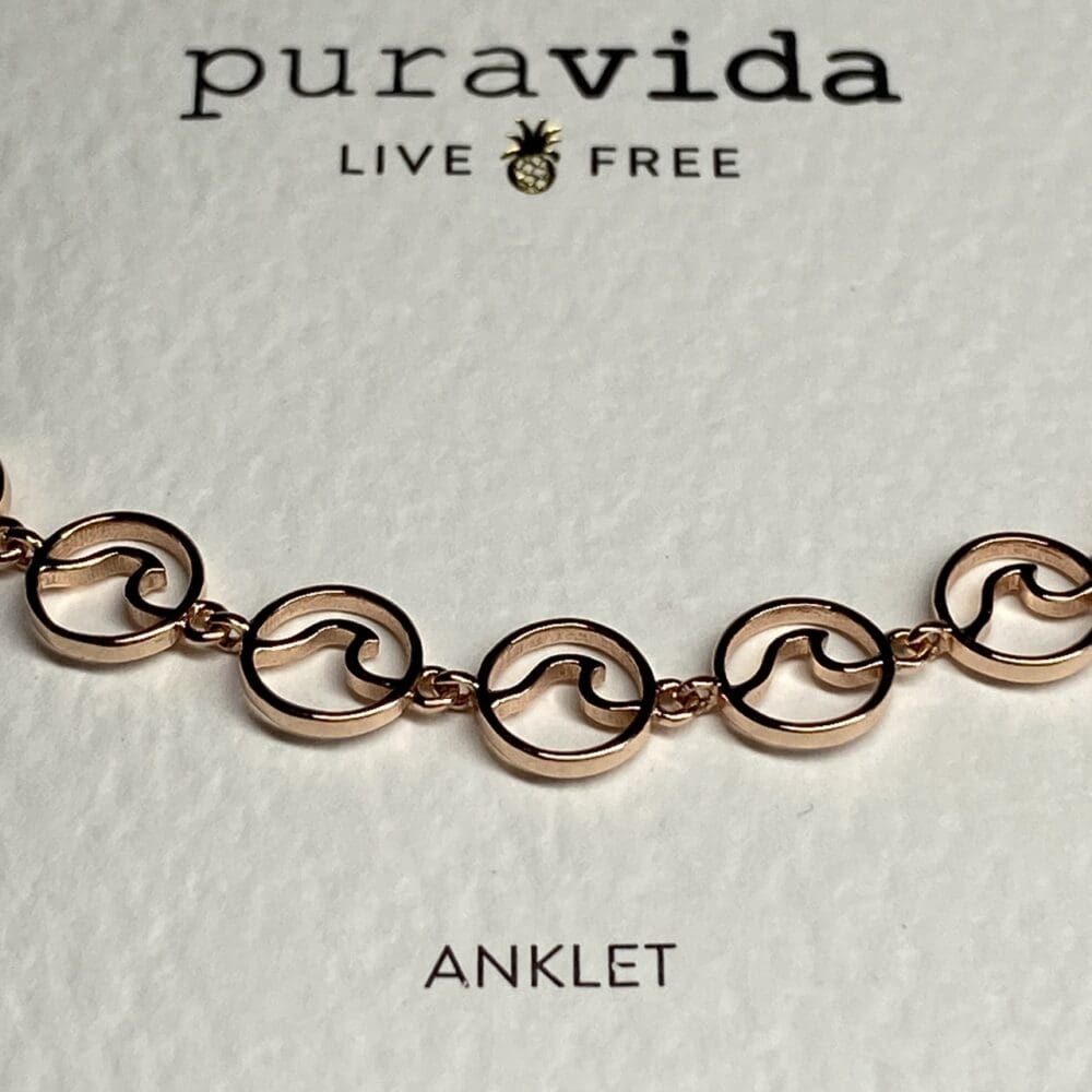 Pura Vida Mini Wave Anklet Rose Gold