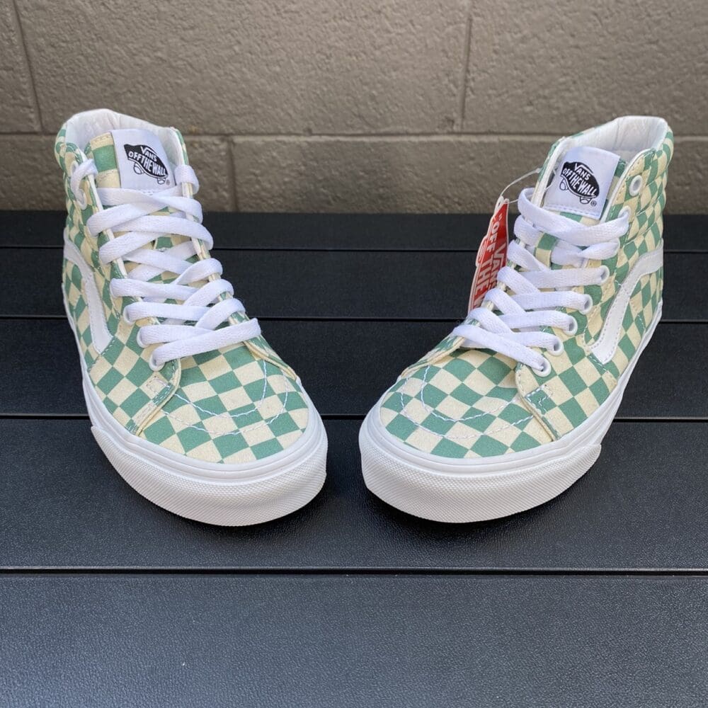 Vans Sk8-Hi Green Checkerboard Shoes - 5.5 - Image 2