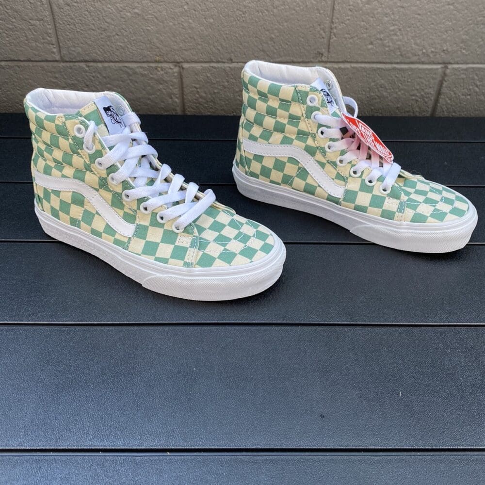 Vans Sk8-Hi Green Checkerboard Shoes - 5.5 - Image 3