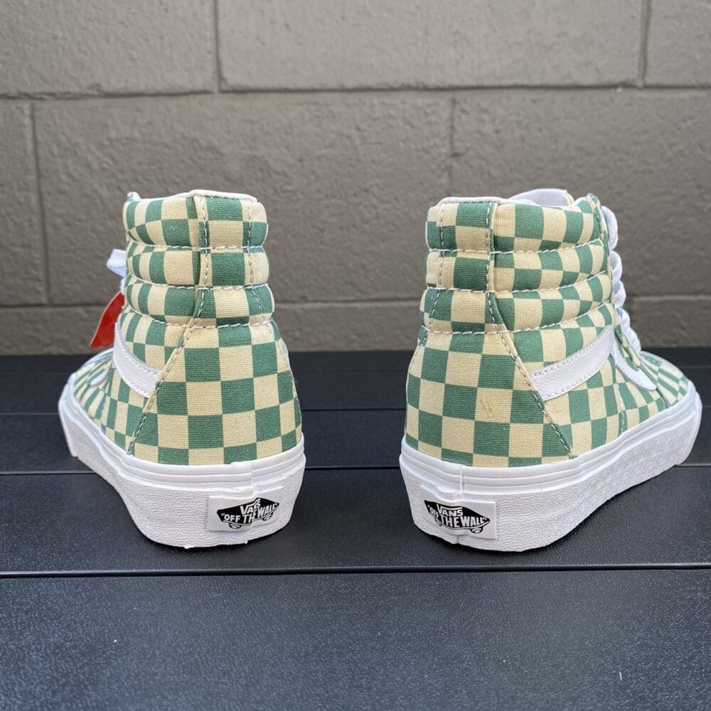 Vans Sk8-Hi Green Checkerboard Shoes - 5.5 - Image 4