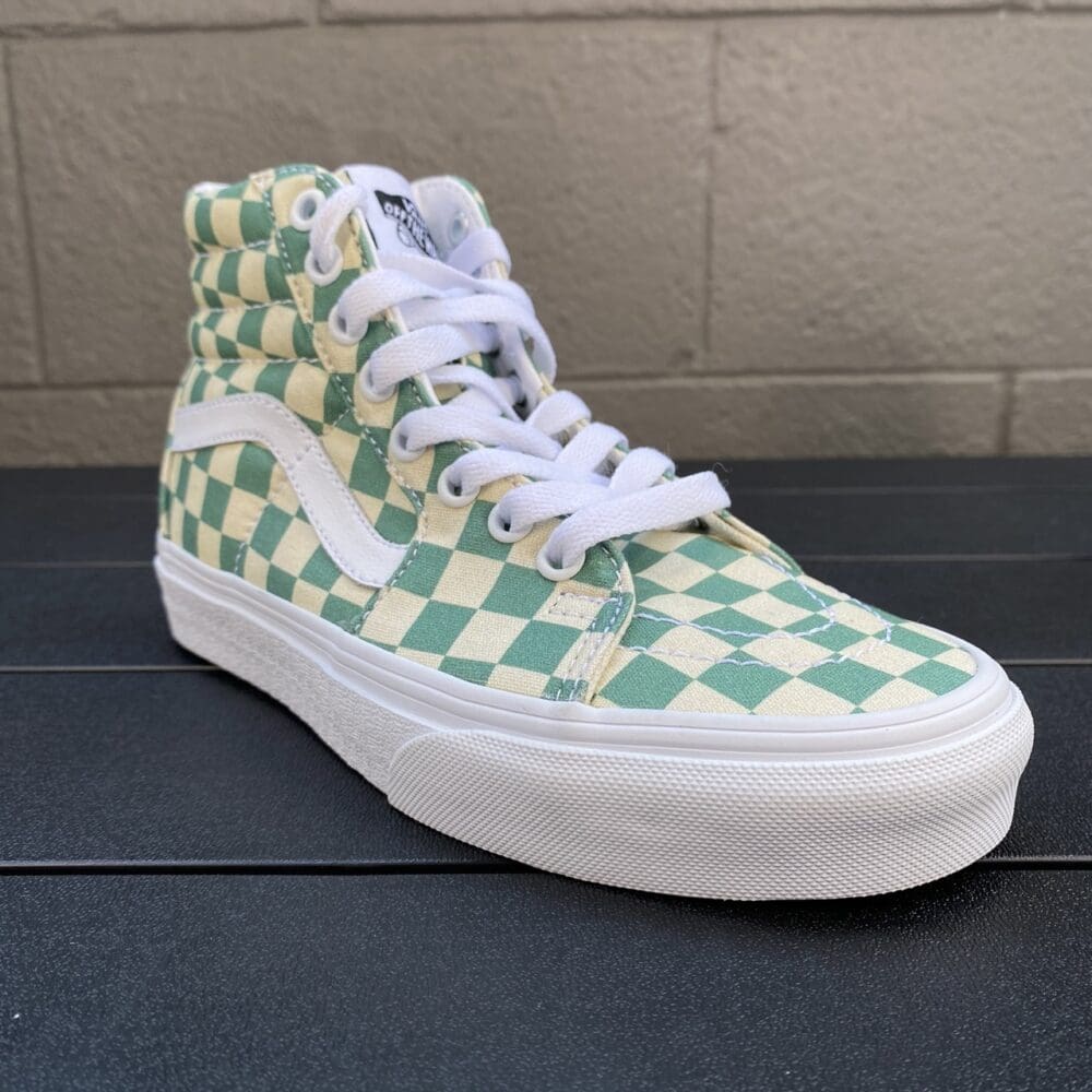 Vans Sk8-Hi Green Checkerboard Shoes - 5.5