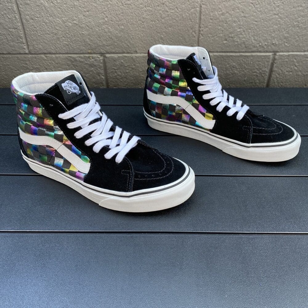 Vans Sk8-Hi Iridescent Checkerboard Shoes - 7.5 - Image 3