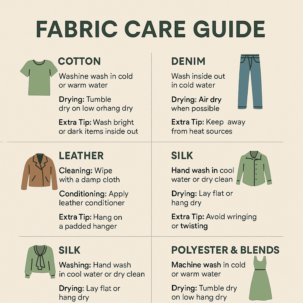 Keep your secondhand clothes looking new. Learn how to care for cotton, wool, denim, leather, and more with this easy fabric care guide.